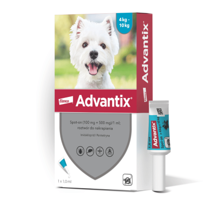 ADVANTIX SPOT – ON 1 ml 4 TUBY (4–10 kg) (roztwór zewnętrzny)